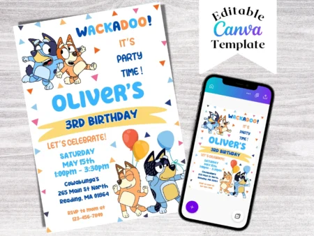 Bluey Bluey Birthday Invitation Template | Editable | Printable | Instant Download