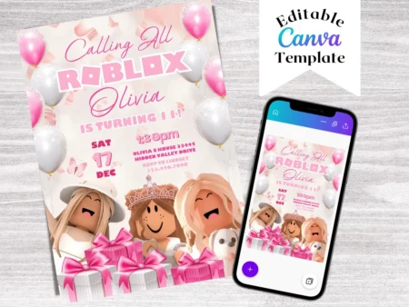 Roblox Birthday Invitation Template | Editable | Printable | Instant Download