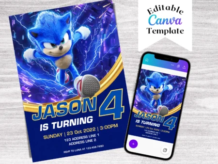 Sonic Birthday Invitation Template | Editable | Printable | Instant Download