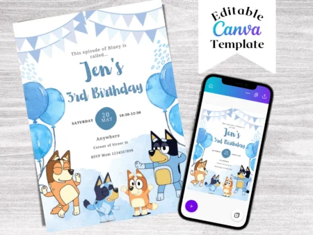 Bluey Birthday Invitation Template | Editable | Printable | Instant Download